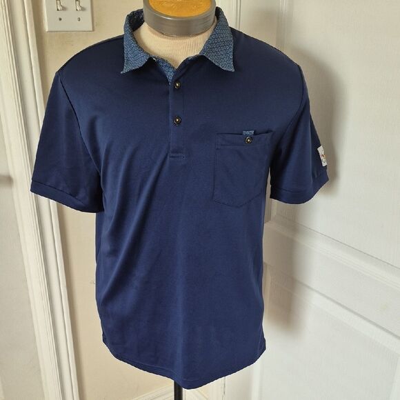 Fourmy Deep Blue Polo with Patterned Collar - Picture 6 of 16